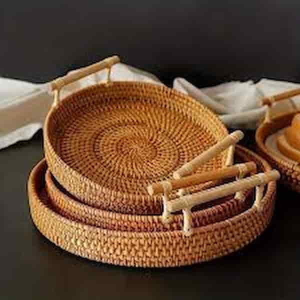 تصویر 4 از قیمت خرید سینی حصیری دسته چوبی + فروش ویژه